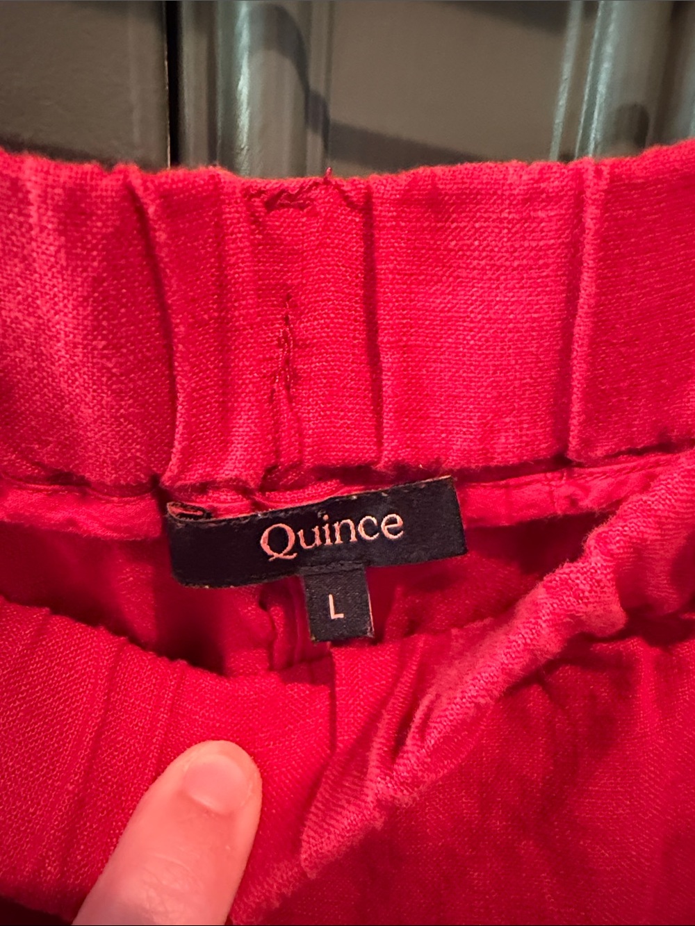 Quince Chili Red European Linen Elastic-Waist Women’s Pants - Picture 2 of 6